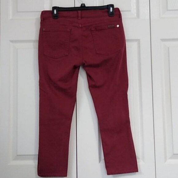 7 for All Mankind The Skinny Burgundy Cropped Jeans - Picture 5 of 16